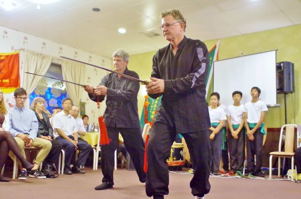 Michael and Steven performing Tai Chi Gim (太極劍 double-edged sword).