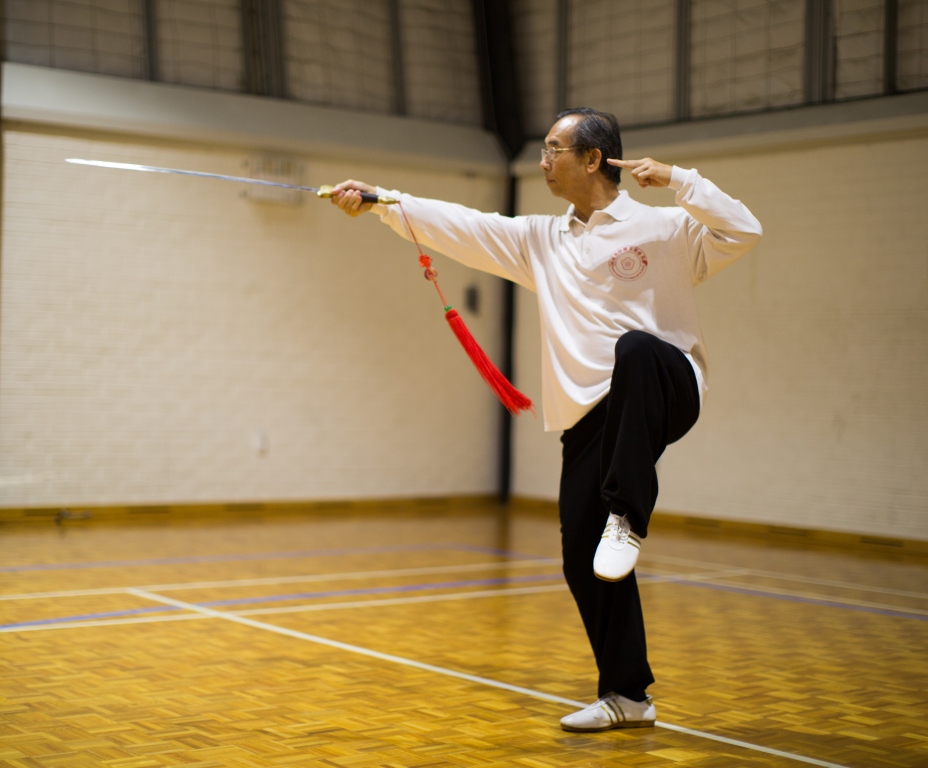 Sifu doing Tai Chi sword.